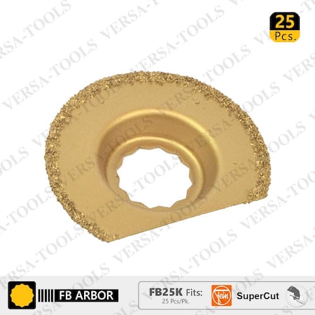 Versa Tool 63mm Semi-Circular Carbide RASP, 8mm Offset Mount Fits Fein Supercut Oscillating Tools, PK 25 FB25K